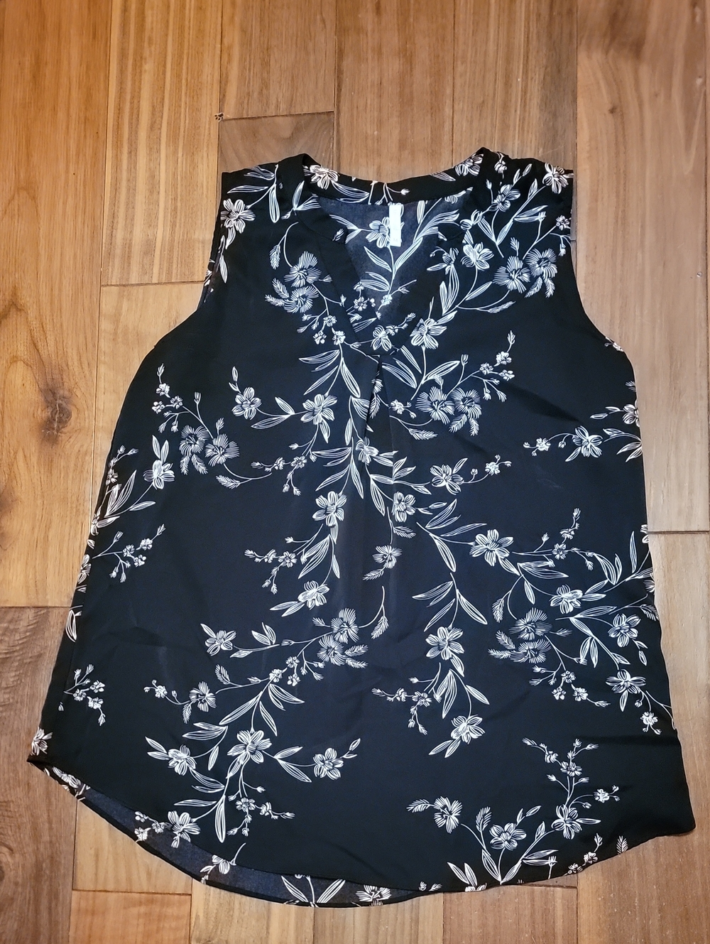 Sleeveless Black Floral Tank Top